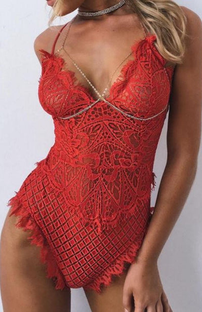Elegant red lace corset with intricate embroidery